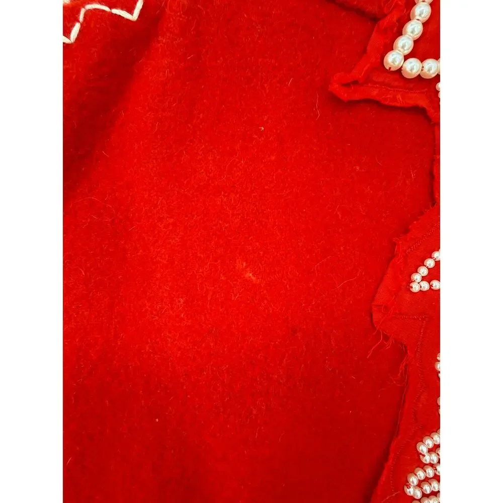 Free People Pretty In Pearls Bomber Jacket Varsity Red Medium M - Picture 5 of 14